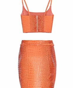 Mia Vesper Faux Croc Tiny Skirt - Orange