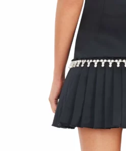 Area Pleated Tuxedo Dress