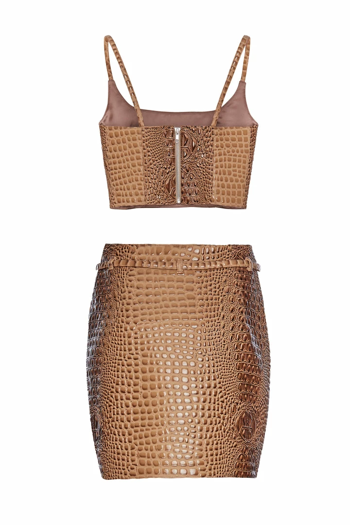 Mia Vesper Faux Croc Tiny Top - Brown 4 Mia Vesper Faux Croc Tiny Top - Brown