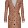 Alessandra Rich Mini Orange Tweed Sequin Dress