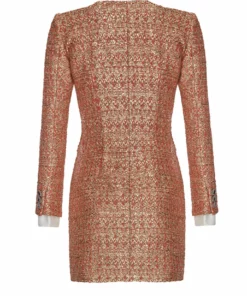 Alessandra Rich Mini Orange Tweed Sequin Dress