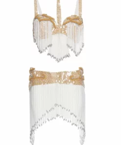 Annie's Archive 1980s Beige Showgirl Sequin Embroidered Two-Piece. Rent: £47/Day