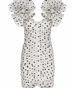 Alessandra Rich Rushed Polka Dot Mini Dress