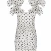 Alessandra Rich Rushed Polka Dot Mini Dress