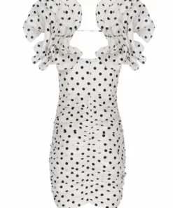 Alessandra Rich Rushed Polka Dot Mini Dress