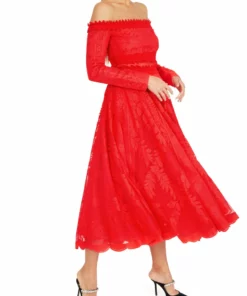 Giambattista Vali Red Lace Midi Dress