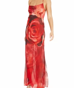 Kim Shui Red Floral Chiffon Dress
