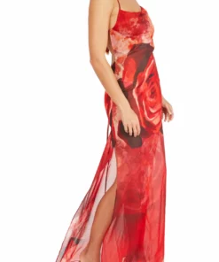 Kim Shui Red Floral Chiffon Dress