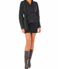 Annie's Archive 2000s Vivienne Westwood Black Striped Belted Jacket. Rent: £40/Day