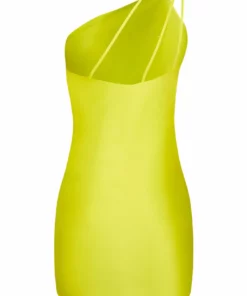 De La Vali Lithium Yellow Asymmetric Mini Dress