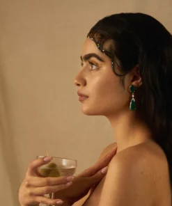 Opuline Isabella Green Onyx Earrings