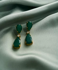 Opuline Isabella Green Onyx Earrings