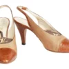 Annie's Archive 1980s Chanel Faux Lizard And Fabric Two-Tone Slingbacks
