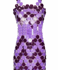 Annie's Archive 1969 'Barbarella!' Purple Mini Disc Dress. Rent: £120/Day