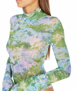 Richard Quinn Monet Mesh Flared Sleeves Bodysuit 18 Richard Quinn Monet Mesh Flared Sleeves Bodysuit