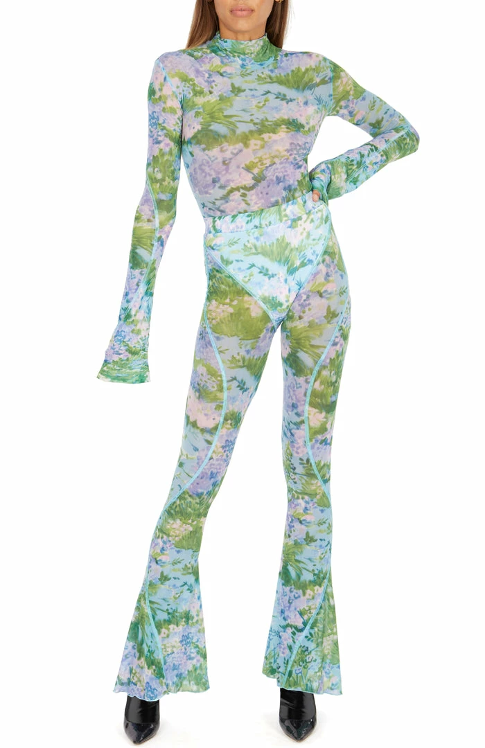 Richard Quinn Monet Mesh Flared Sleeves Bodysuit 4 Richard Quinn Monet Mesh Flared Sleeves Bodysuit