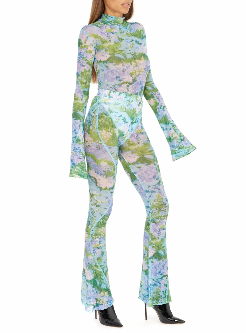 Richard Quinn Monet Mesh Flared Sleeves Bodysuit 9 Richard Quinn Monet Mesh Flared Sleeves Bodysuit