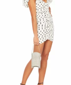 Alessandra Rich Rushed Polka Dot Mini Dress