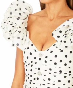 Alessandra Rich Rushed Polka Dot Mini Dress