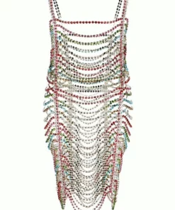 Area Draped Crystal Mini Dress