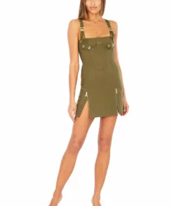 Dion Lee Fan Lace Zipped Dress- Olive 9 Dion Lee Fan Lace Zipped Dress- Olive