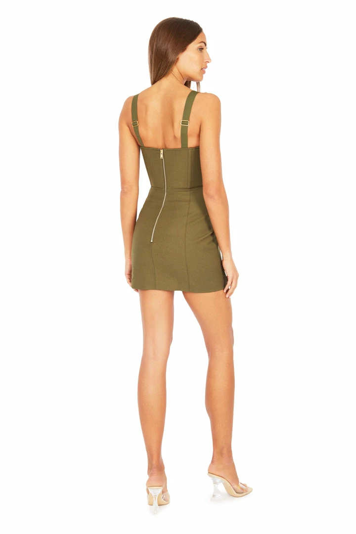 Dion Lee Fan Lace Zipped Dress- Olive 6 Dion Lee Fan Lace Zipped Dress- Olive