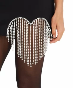 Area Mini Dress With Crystal Heart Fringe Cutout 9 Area Mini Dress With Crystal Heart Fringe Cutout