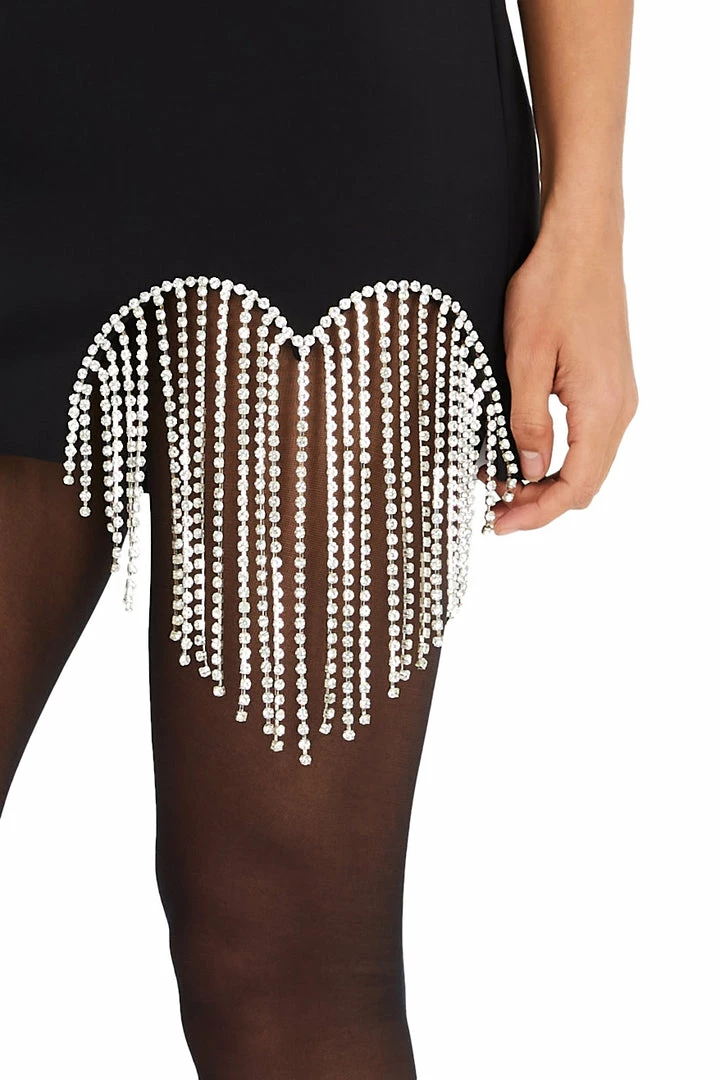 Area Mini Dress With Crystal Heart Fringe Cutout 5 Area Mini Dress With Crystal Heart Fringe Cutout