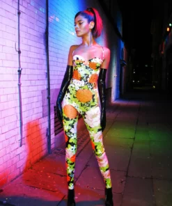 Richard Quinn Corseted Orange Pastel Jumpsuit