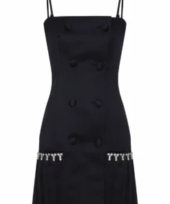 Area Pleated Tuxedo Dress