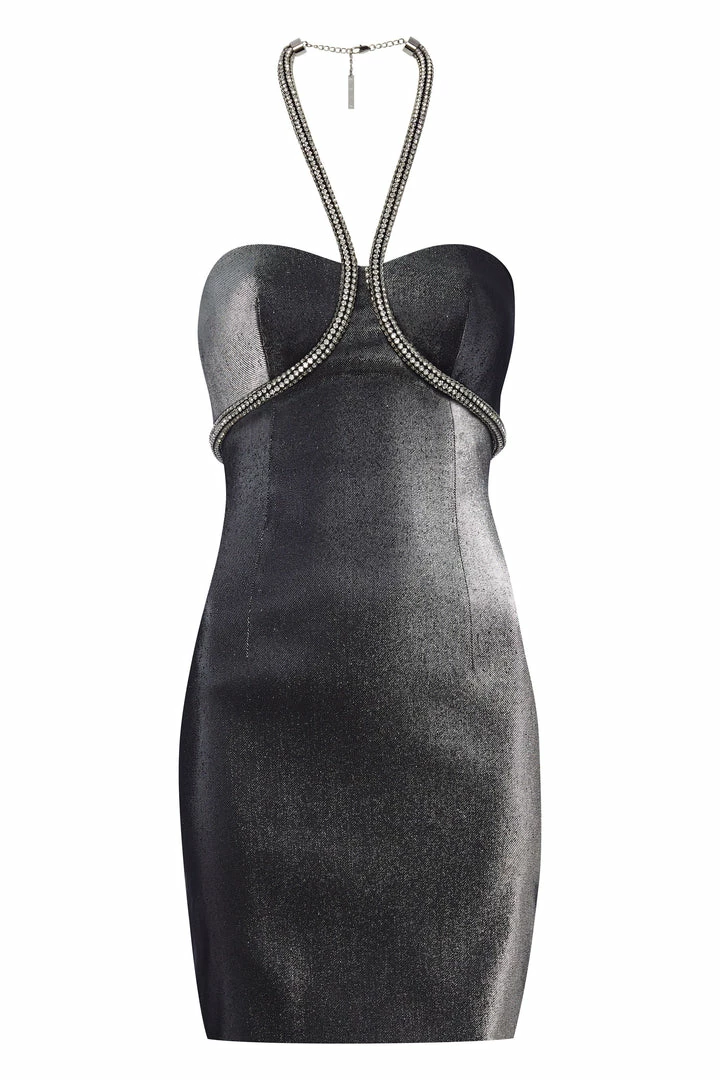 Area Silver Crystal Rope Halter Dress 3 Area Silver Crystal Rope Halter Dress