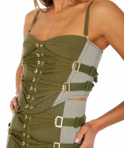 Dion Lee Laced Slider Bustier-Olive