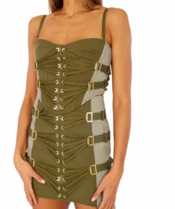 Dion Lee Laced Slider Bustier-Olive