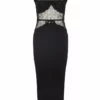 Giambattista Vali Long Knit Dress With Lace Chantilly Inlay