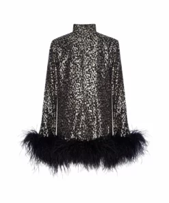 Taller Marmo Gina Feather-Trimmed Mini Dress