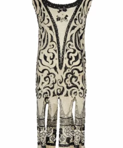 Annie's Archive 1920s Hand Beaded Swirl Patterned Fringe Dress