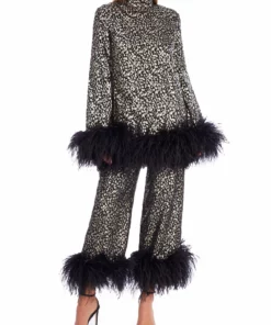 Taller Marmo Gina Feather-Trimmed Mini Dress