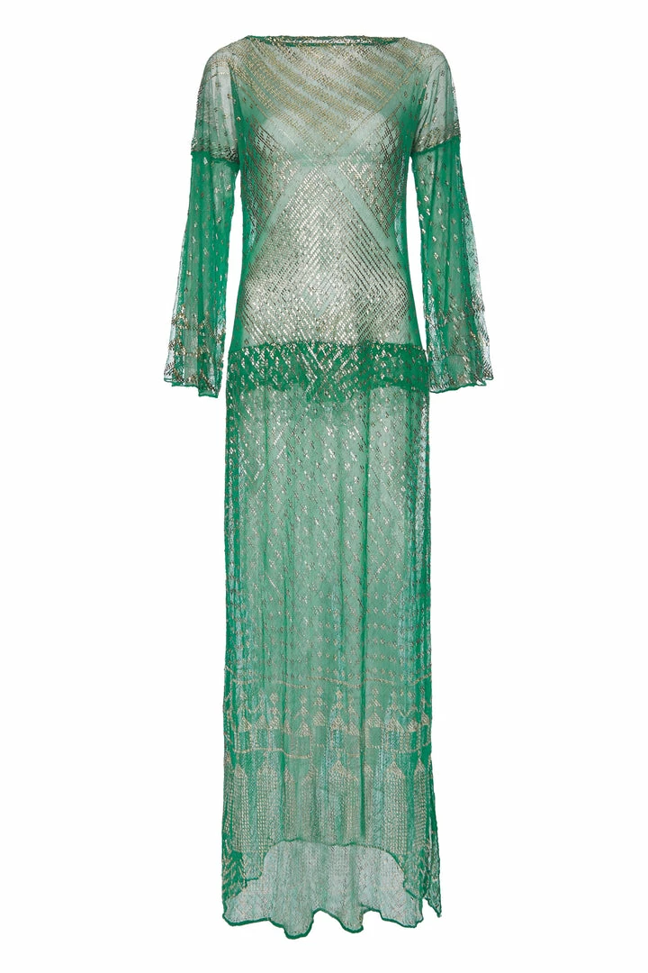 Annie's Archive 1920s Emerald Green Metal Dress 3 Annie's Archive 1920s Emerald Green Metal Dress
