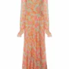 De La Vali Oswaldo Chiffon Sage Floral Maxi Dress