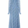 De La Vali Oswaldo Chiffon Ditsy Blue Maxi Dress