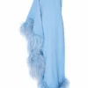 Taller Marmo Ubud One-shoulder Feather-trim Gown