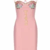 Annie's Archive 1991 Moschino Couture Pastel Pink 'Tea 4 2' Bodycon Dress. Rent: £150/Day