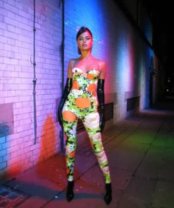 Richard Quinn Corseted Orange Pastel Jumpsuit