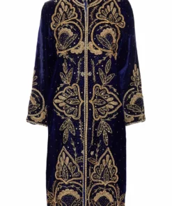 Annie's Archive 1980's Indian Blue Velvet Robe