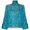Annie's Archive 1960s Hong Kong Brocaded Satin Teal Jacket