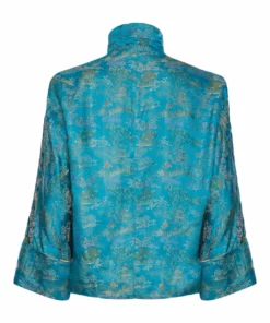 Annie's Archive 1960s Hong Kong Brocaded Satin Teal Jacket