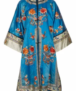 Annie's Archive 1920s Chang-Fu Blue Satin Embroidered Kimono