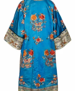 Annie's Archive 1920s Chang-Fu Blue Satin Embroidered Kimono