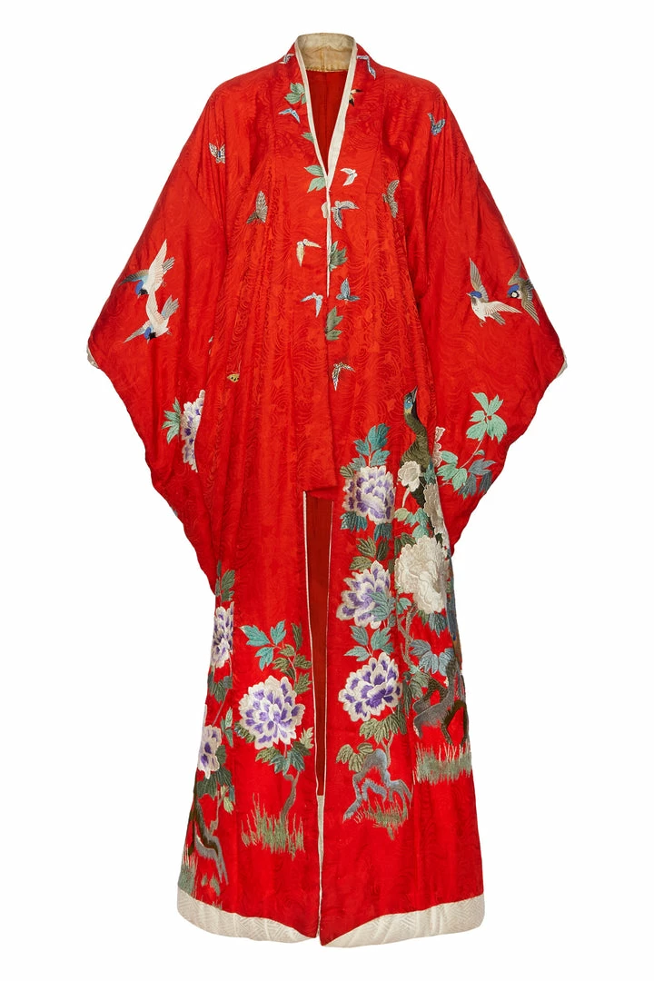 Annie's Archive 1930s Japanese Red Silk Kimono With Sash 4 Annie's Archive 1930s Japanese Red Silk Kimono With Sash