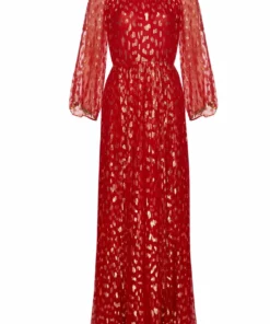 Annie's Archive 1960's Red Lame Pleated Red Gown With Gold Metallic Detailing. Rent: £55/Day